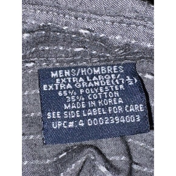 Puritan Mens Large Shirt Button Down Collar Short Sleeve Gray Stripe - Picture 9 of 9